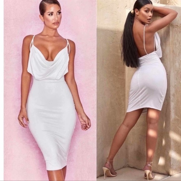 36 House of CB Samara White Midi Dress Size small - Picture 4 of 10